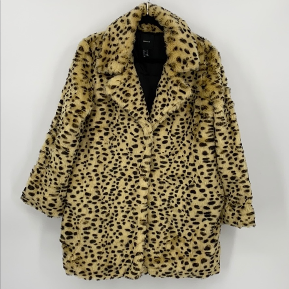 Forever 21 Animal Cheetah Print Faux Fur Coat
